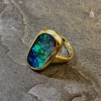 Boulder opal ring